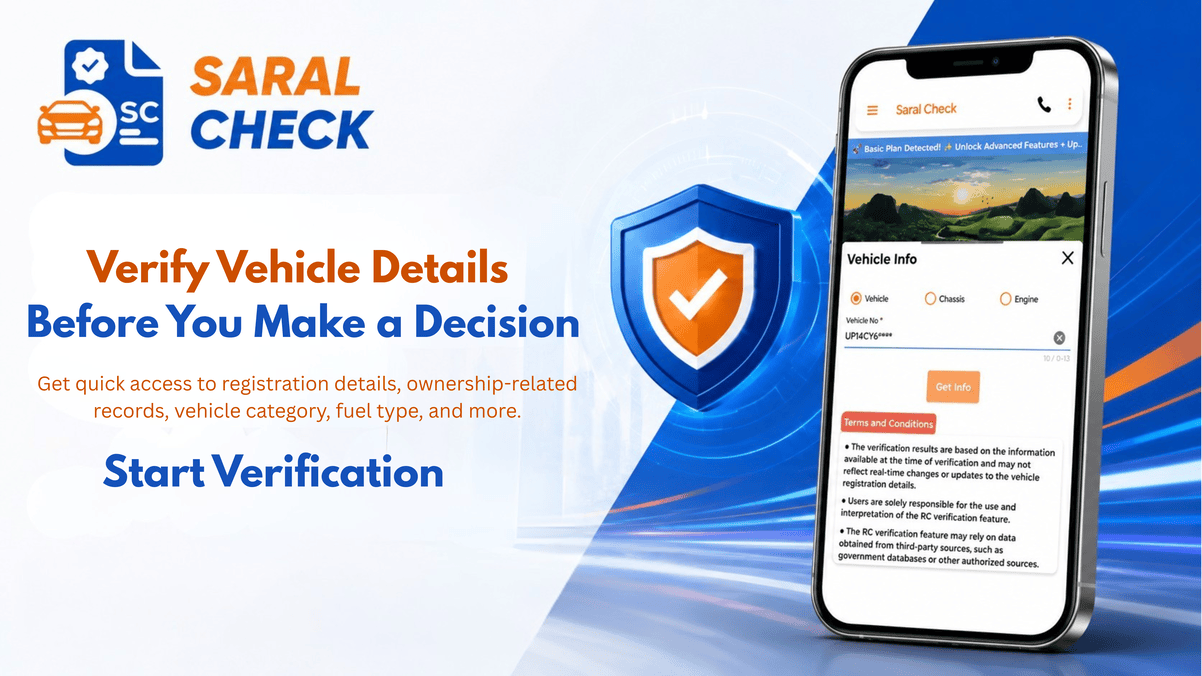 Need Fast Vehicle Verification? Verify Vehicle Details With SaralCheck Before Making a Decision